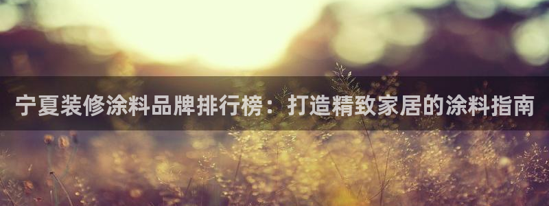 ag和记app：宁夏装修涂料品牌排行榜：打造精致家居的涂料指南